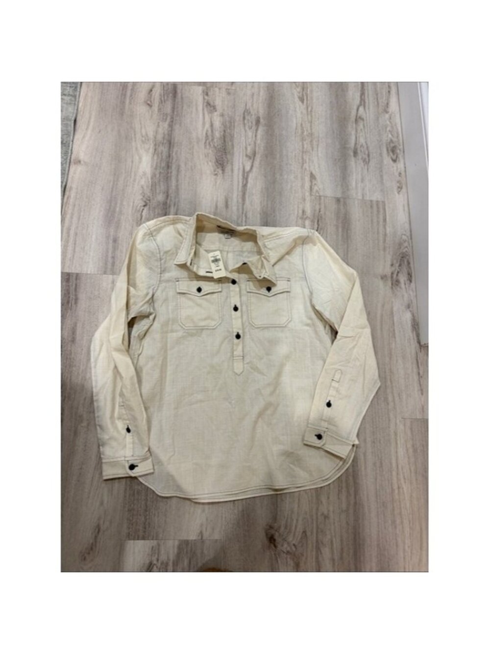 L.L BEAN Signature Cream Long-Sleeve Casual Button-Placket Shirt SIZE LARGE NWT